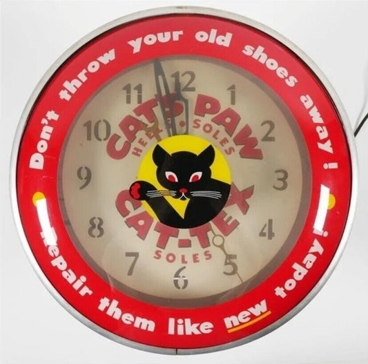 Vintage Cat Tex Cat`s Pam Lighted Advertising Clock 