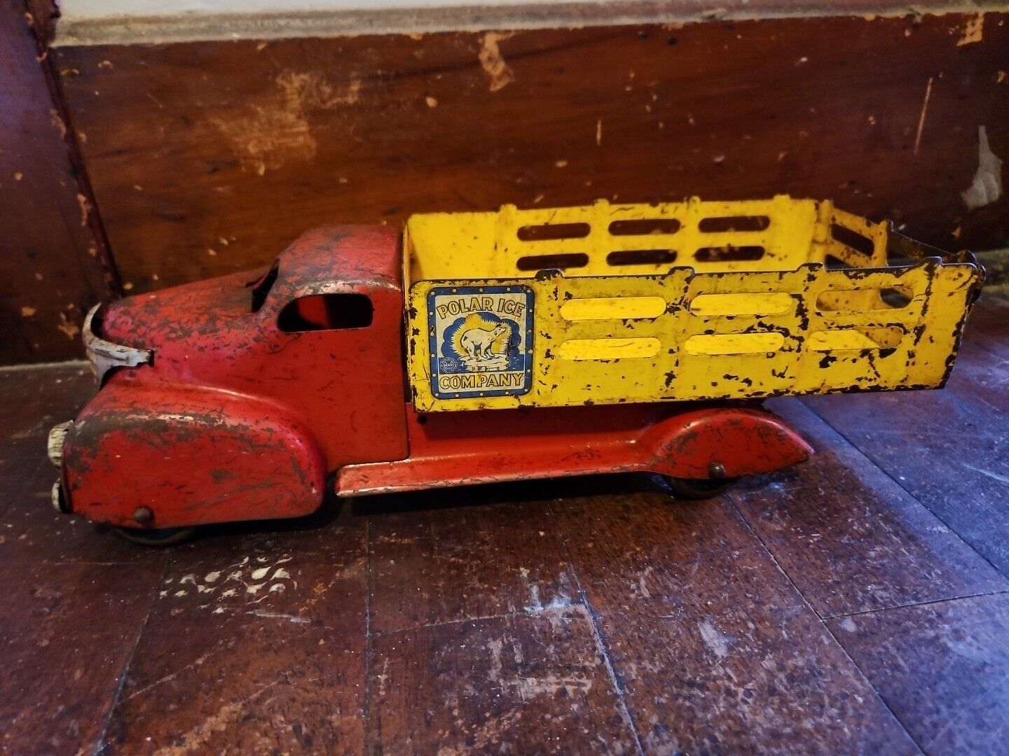 Vintage 1940s Marx Polar Ice Company Stake Box Pressed Steel Toy  StakeTruck