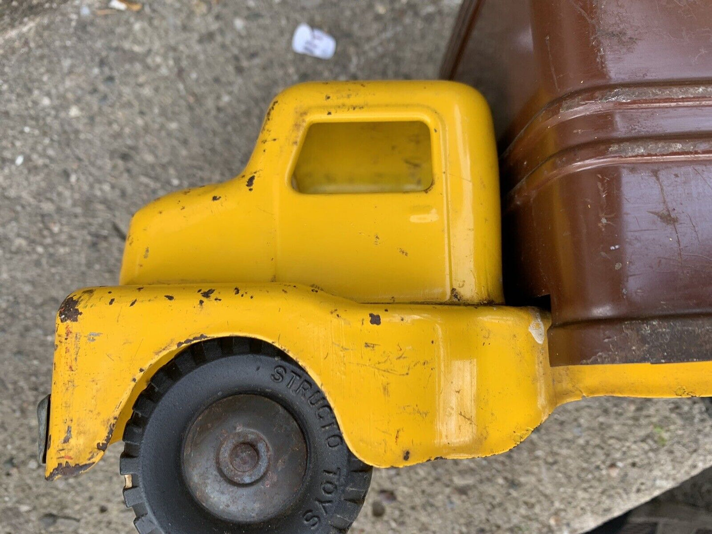 Vintage 50's Structo Parcel Service Truck Steel Yellow Brown Kids Toy