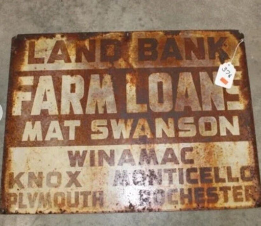 VTG Federal Land Bank Double Sided Porcelain Farm Agriculture Sign 18" T ×24" W