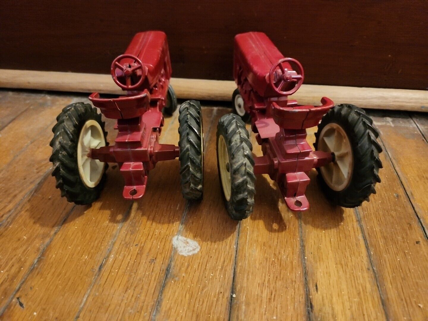 Two Vintage Metal Farm Tractor Toy Die Cast Ertl Co International Harvester Red