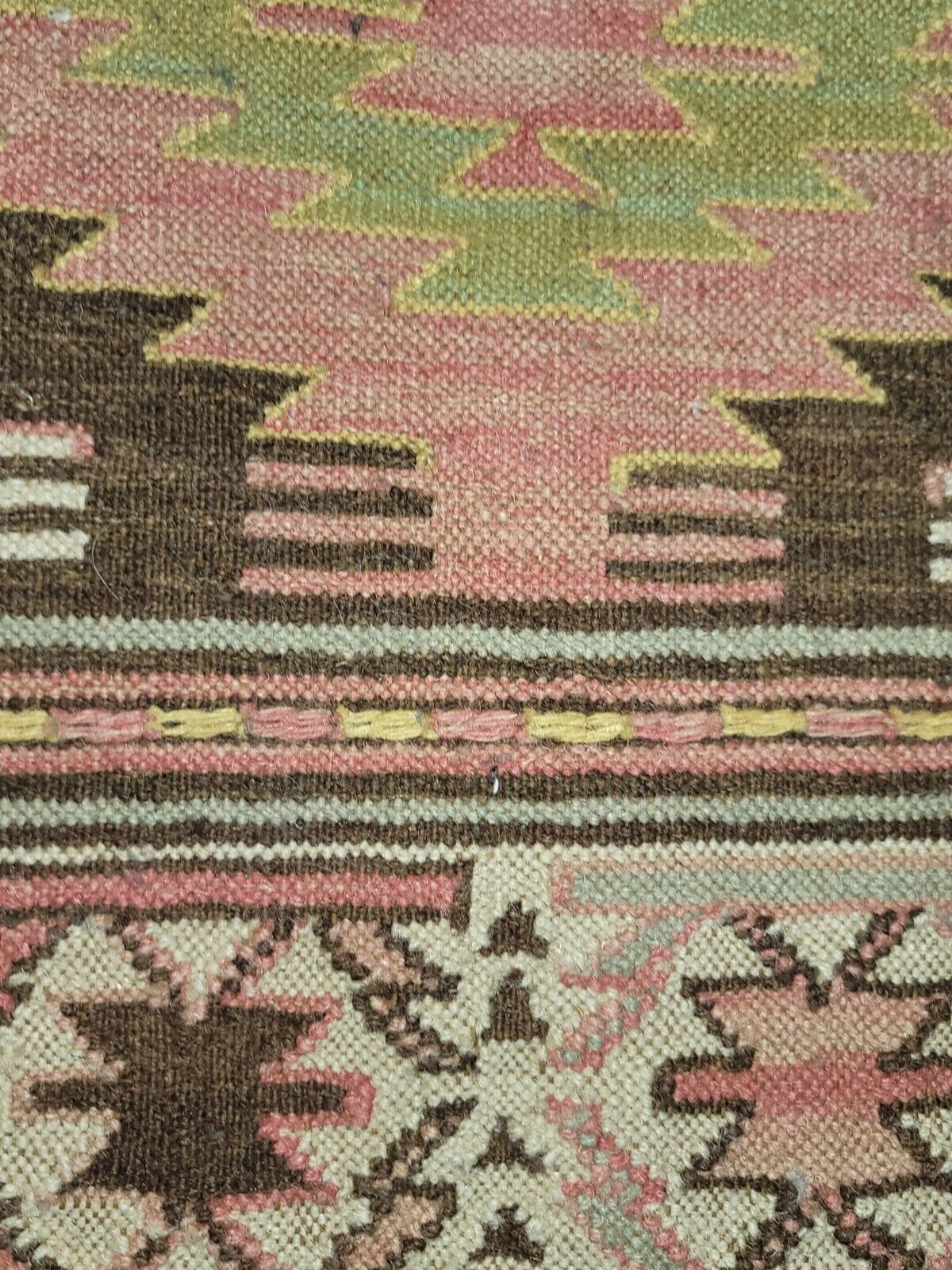 Vintage Woven Wool Southwestern Style Rug Fringes 24" x 18" Salesman samples 