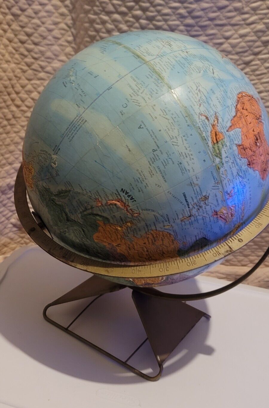 Vintage REPLOGLE STEREO RELIEF Globe 12" Diameter MCM ART DECO BASE