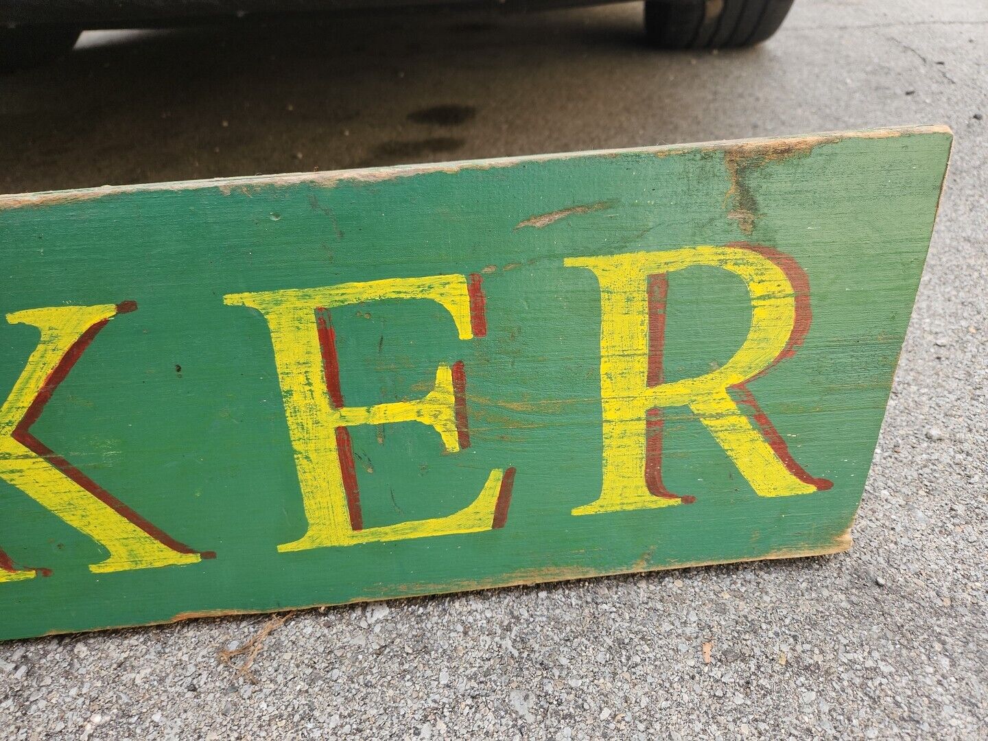 VINTAGE GREEN STUDEBAKER CARS AND TRUCKS Hand Painted Wood SIGN 9" X 59"  