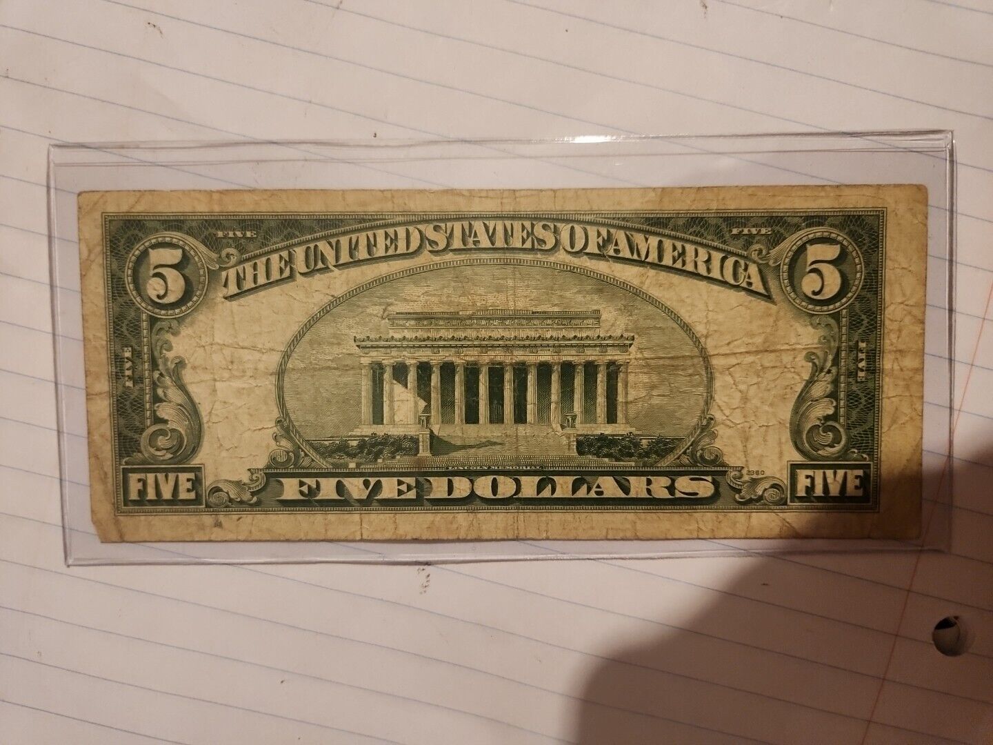 silver certificate five dollar 1953 series A blue stamp 