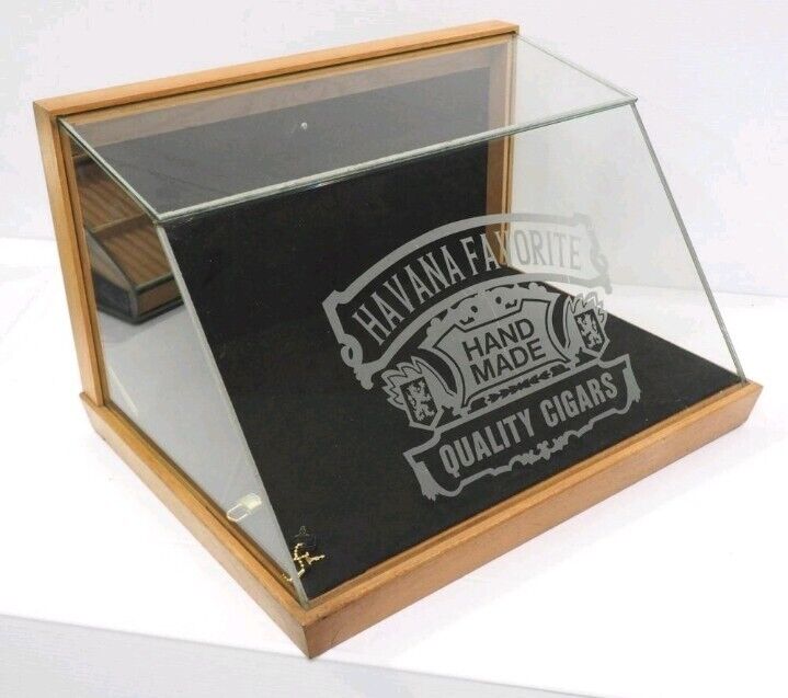 Vintage Havana Cigar Holder Display Showcase Advertising Glass