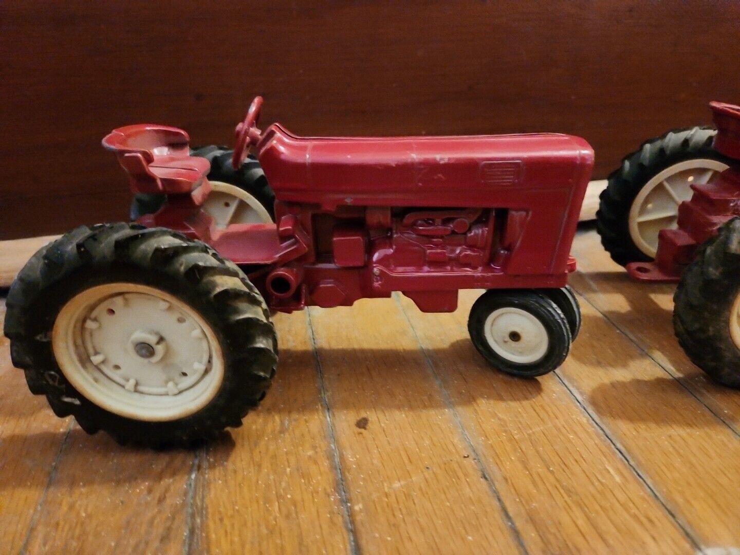 Two Vintage Metal Farm Tractor Toy Die Cast Ertl Co International Harvester Red