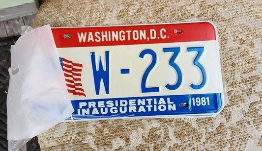 District of Columbia Inauguration 1973 License Plate - "W-233" Vanity Souvenir