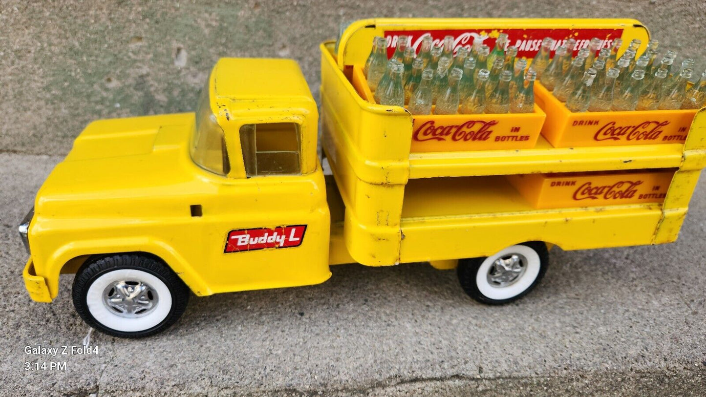 VINTAGE NM 1950'S BUDDY L PRESSED STEEL COCA-COLA ANTIQUE DELIVERY TRUCK  15" 