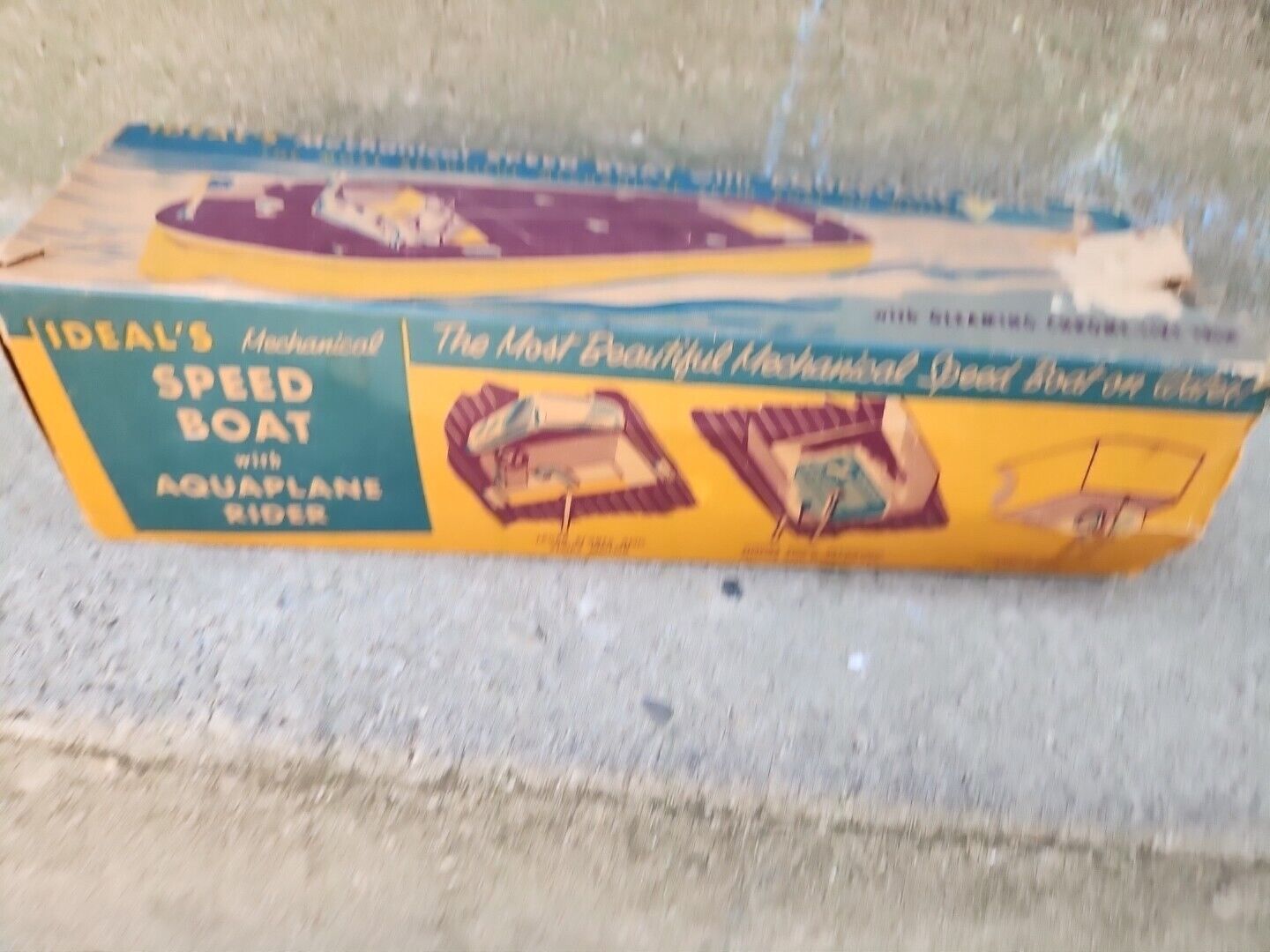 Rare Ideal Speed Boat with Aquaplane Rider Original Box 