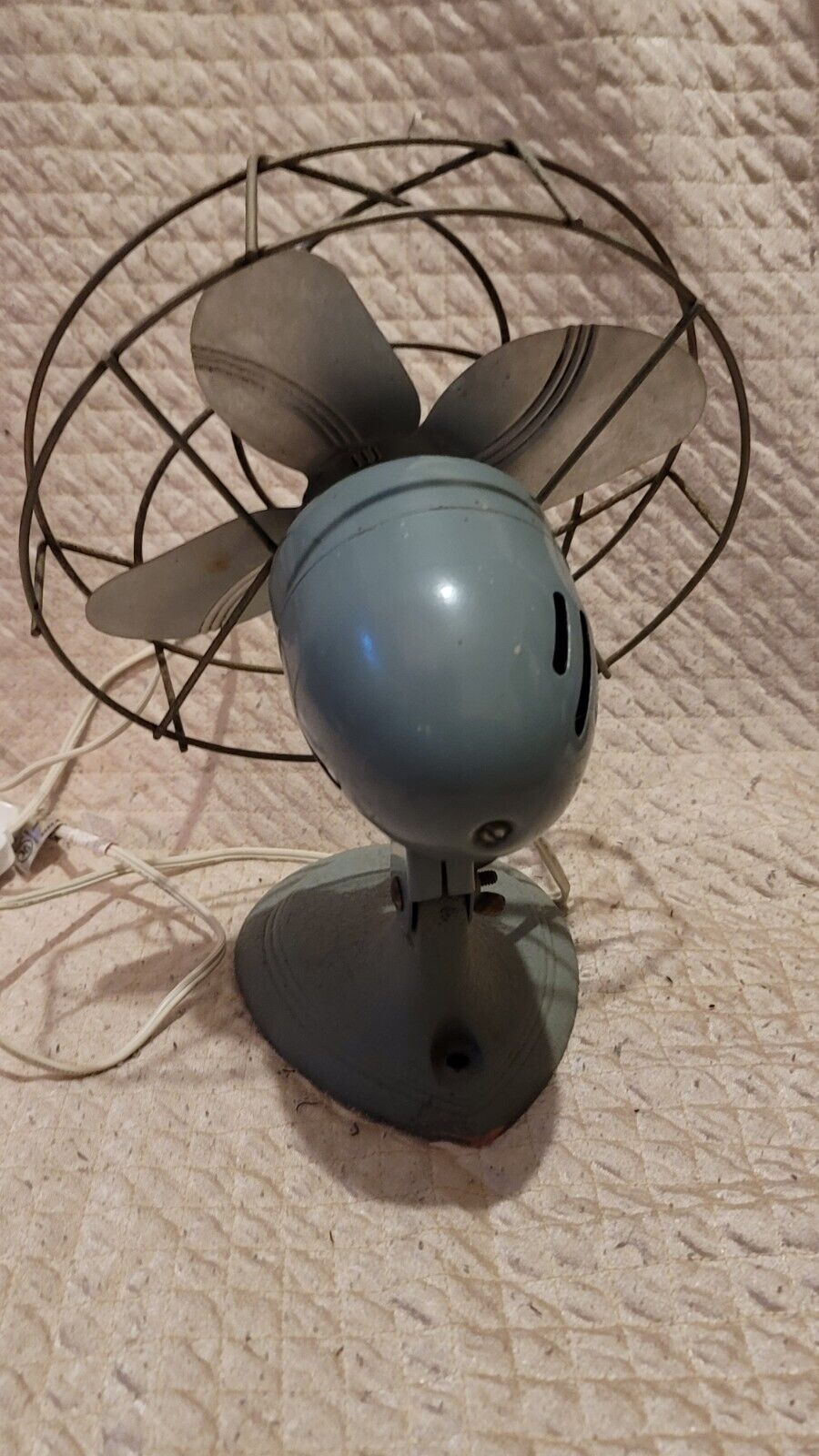 VTG 8" Electric Metal Desk Table FAN Art Deco Nouveau MCM RUNS Great