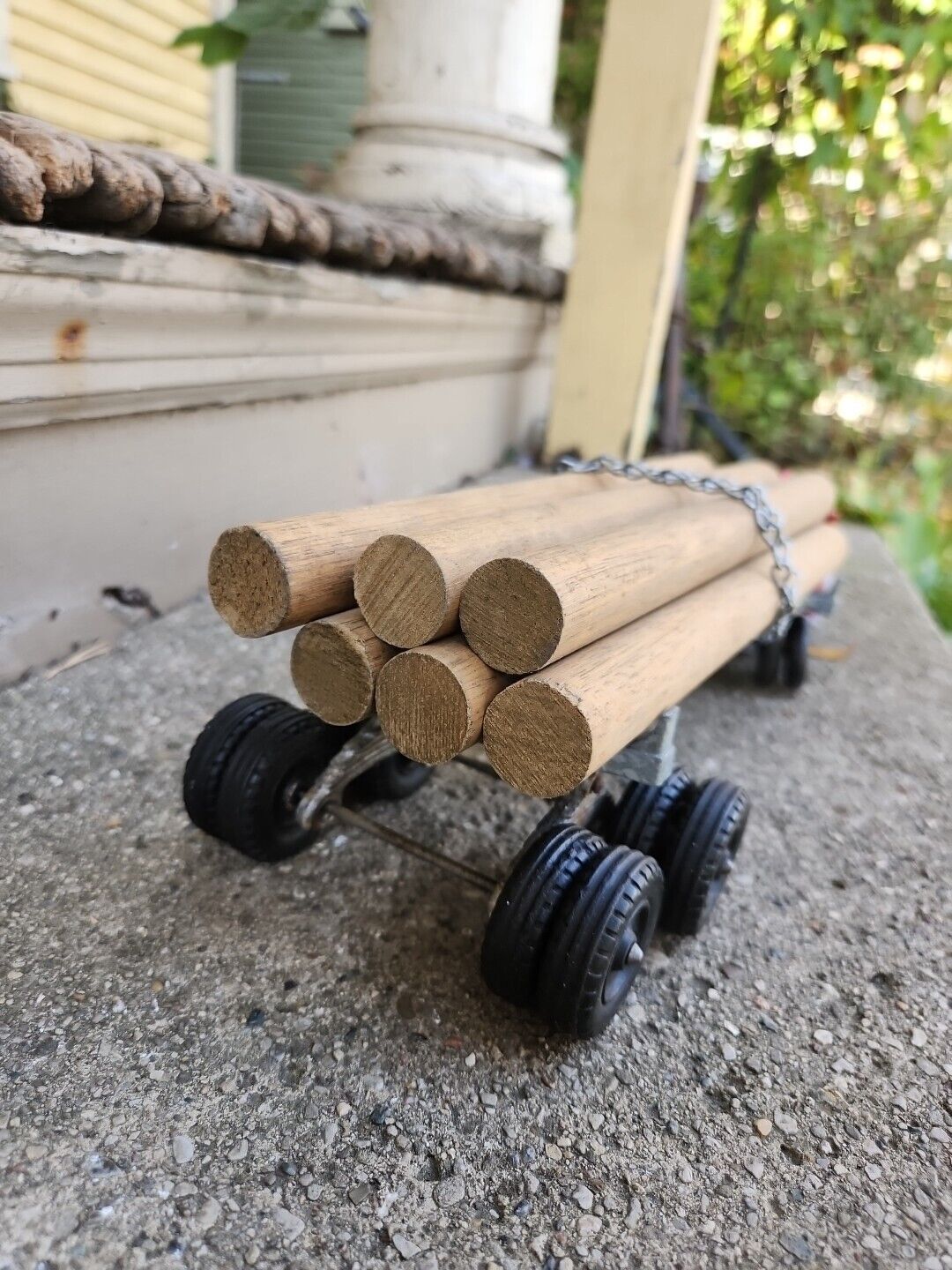 Vintage Restored Hubley Kiddie Toy 492 Made In USA Semi Logging Truck & Trailer 