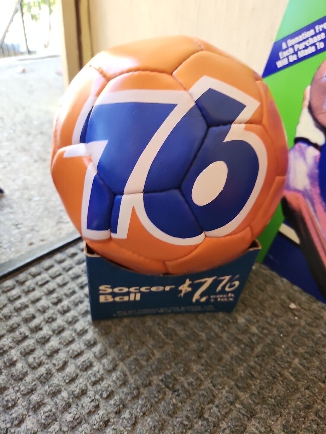 Vintage 76 Gasoline Orange Logo Promotional Sign Soccer Ball Original Display