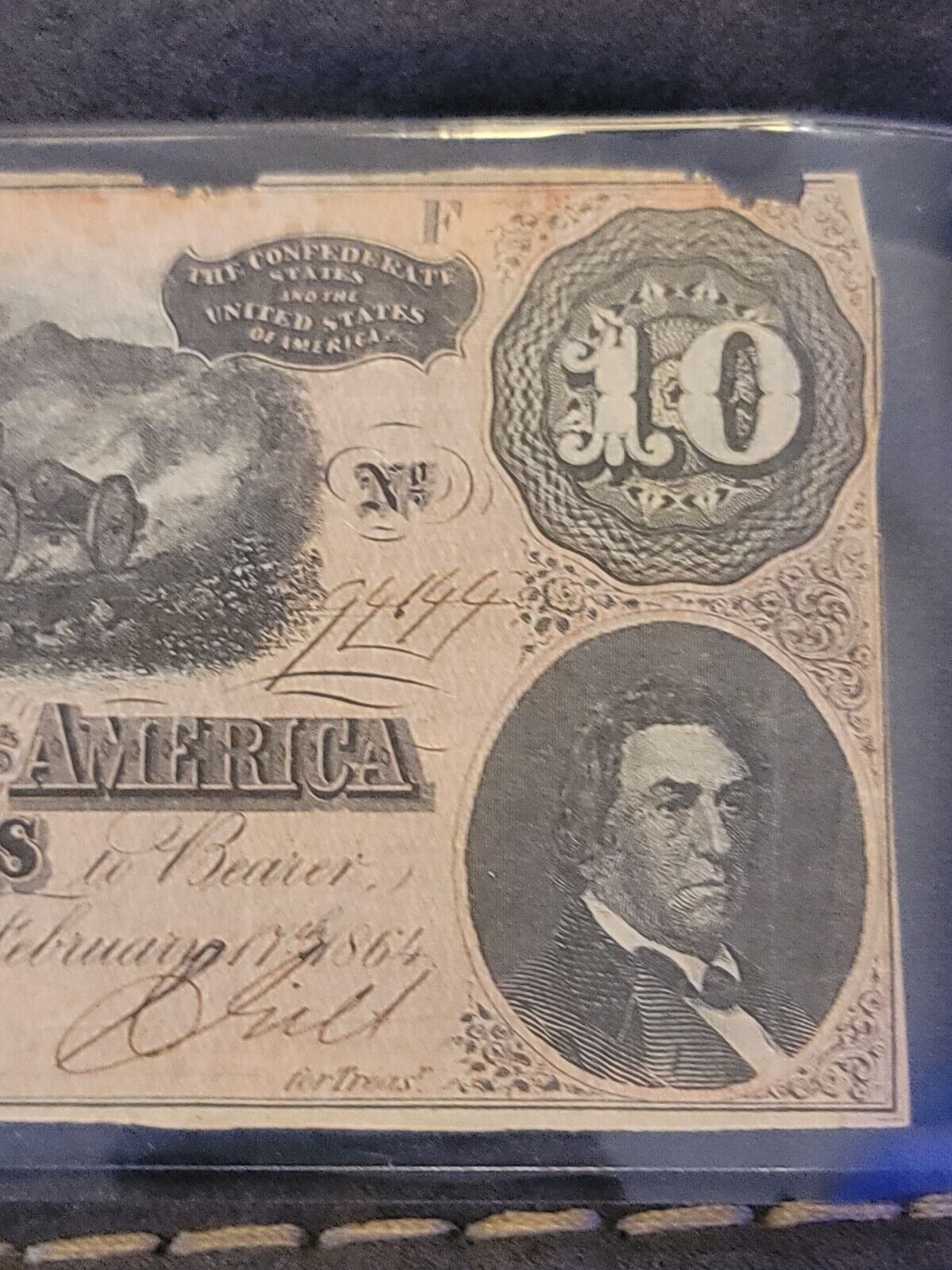 CONFEDERATE STATES $10 BANK NOTE FEB 17, 1864 