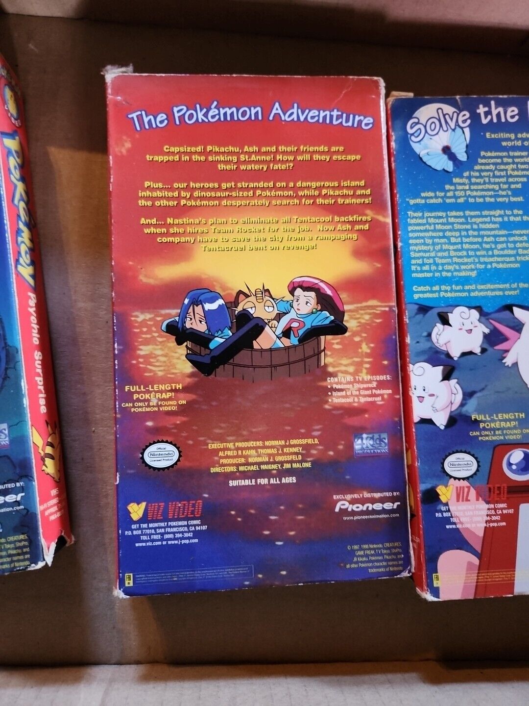 Pokemon VHS Tapes Videos 1997 Lot of 3 Charizard Physhic Moon Mystery 