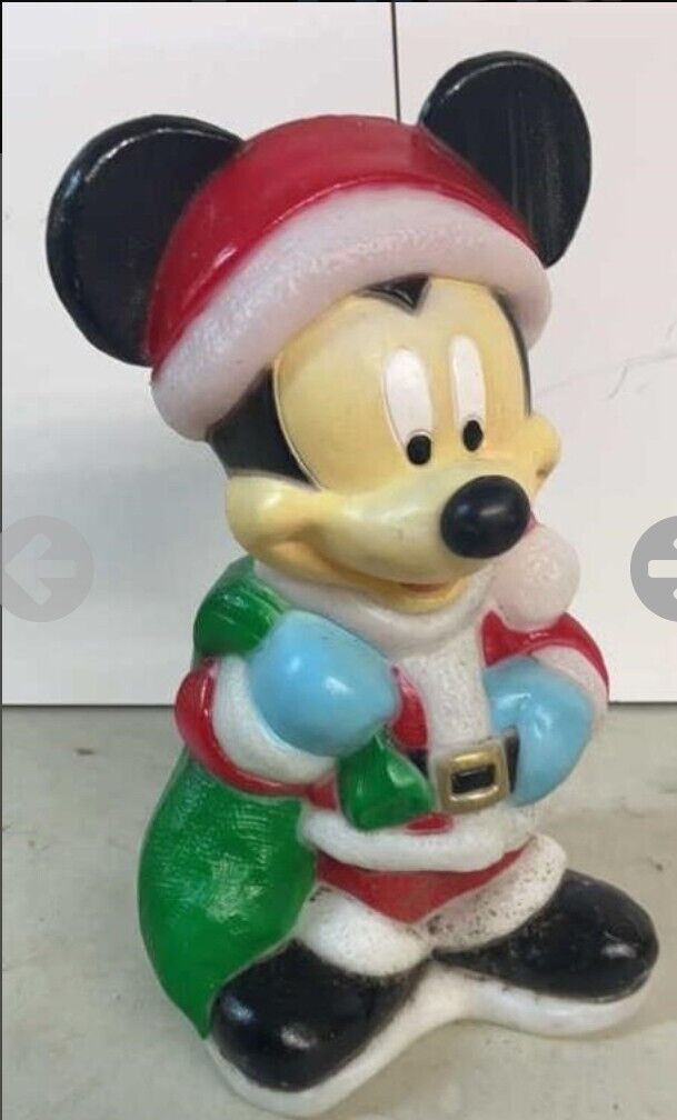 Vintage Disney Mickey Mouse Santa 18" Lawn Christmas Blow Mold Santa's Best 