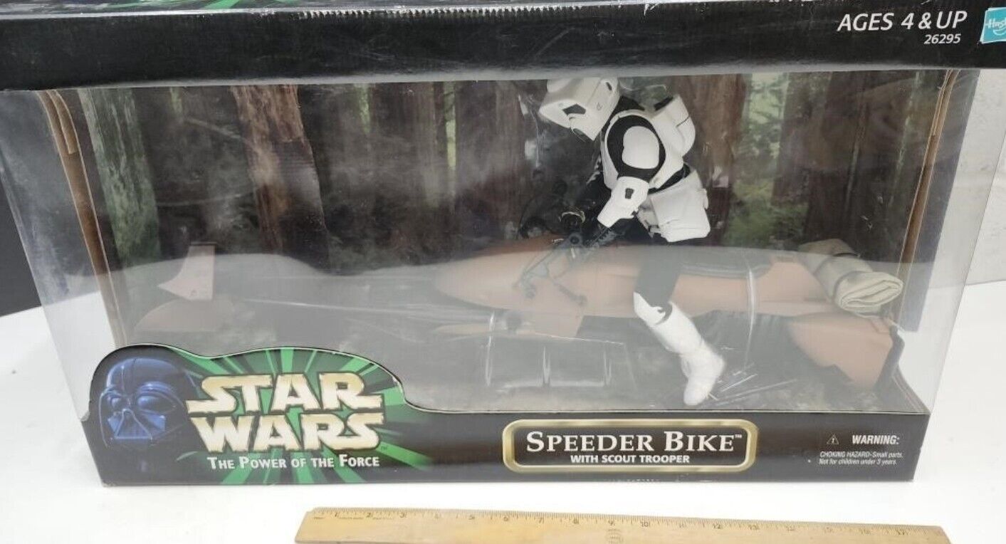 Hasbro Star Wars Power of The Force  Speeder Bike with 12 inch Scout Trooper NEW