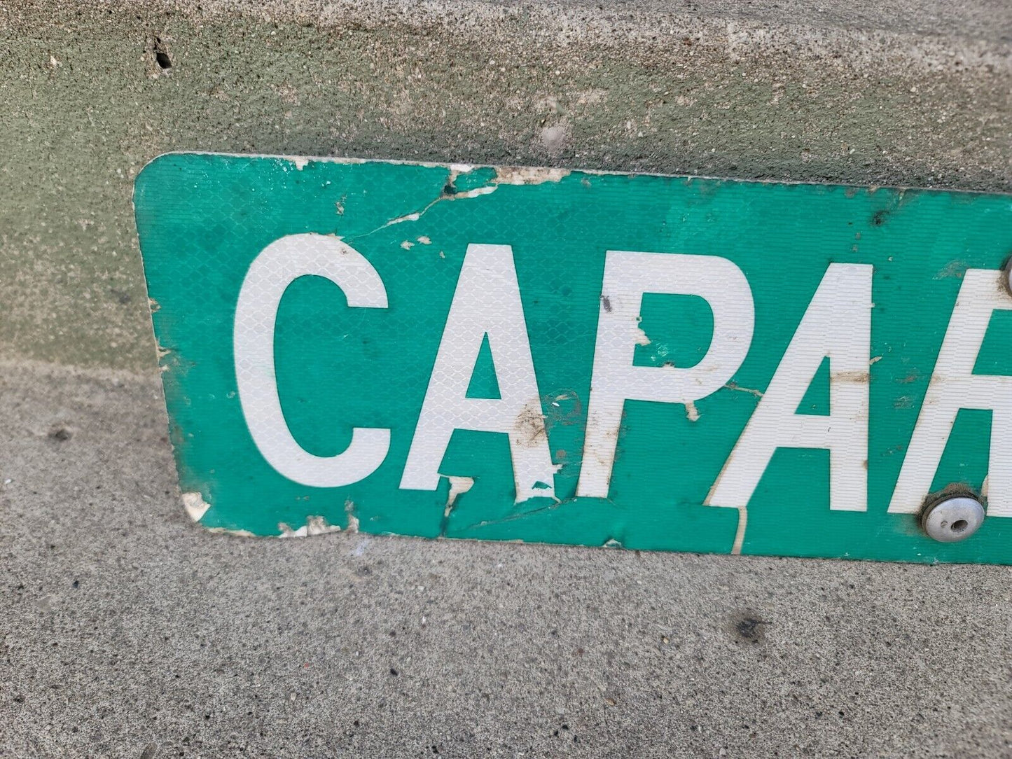 Carparzo Drive Metal Street Sign Green 6" X 24" Vintage Reflective RARE Cave 