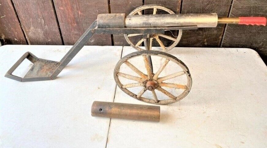 HAND MADE Cannon Military Signal Cannon Army Brass Steel toy War TWO BARRELS 