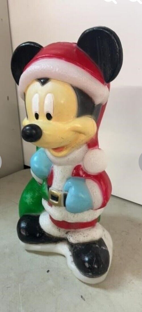 Vintage Disney Mickey Mouse Santa 18" Lawn Christmas Blow Mold Santa's Best 