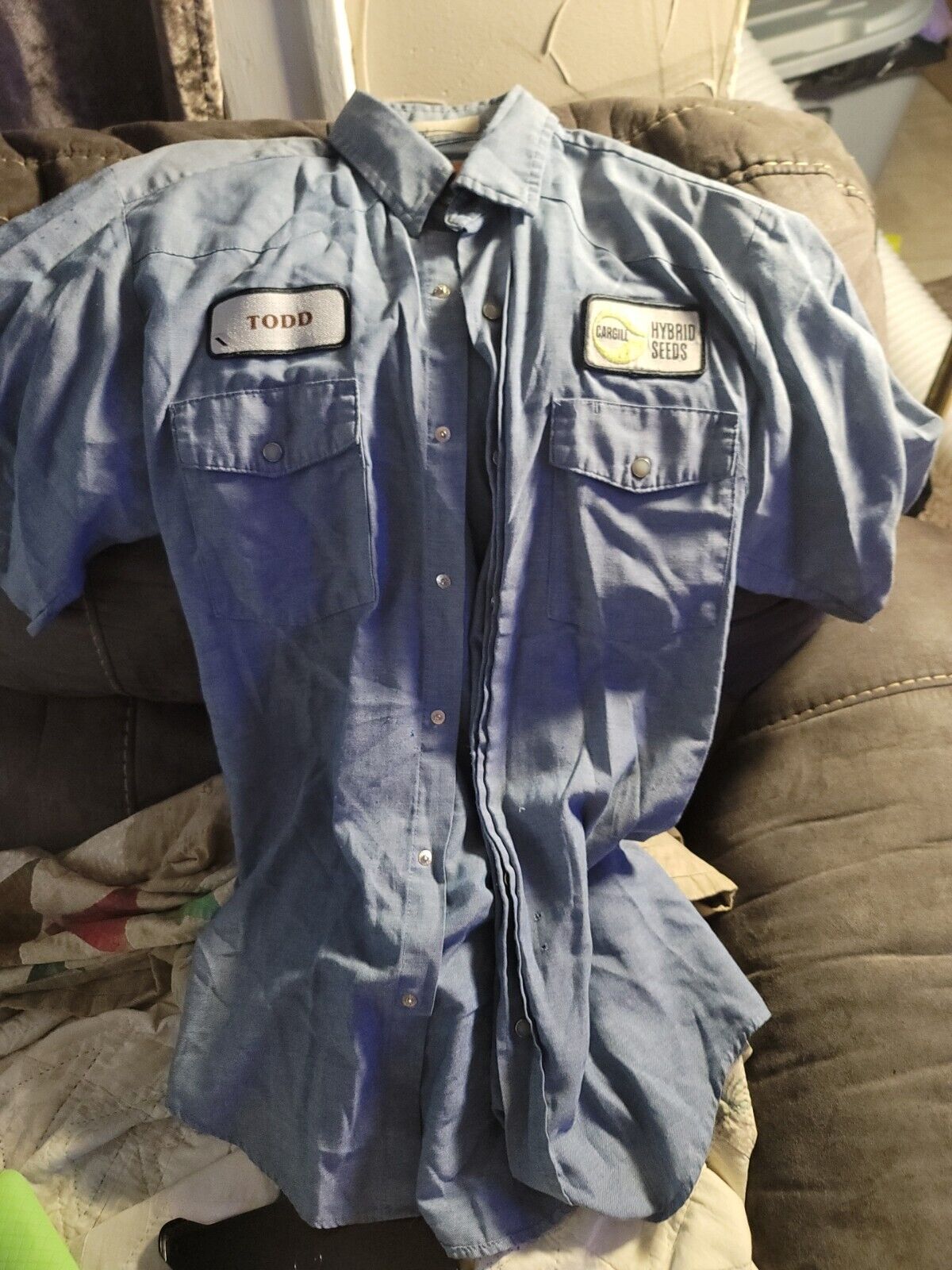 VINTAGE CARGILL Hybrid Seeds Work Wear Shirt Short Sleeve Adult PATCH