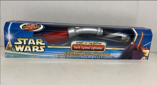 Star Wars Attack Of The Clones Darth Tyranus Lightsaber Hasbro MIB