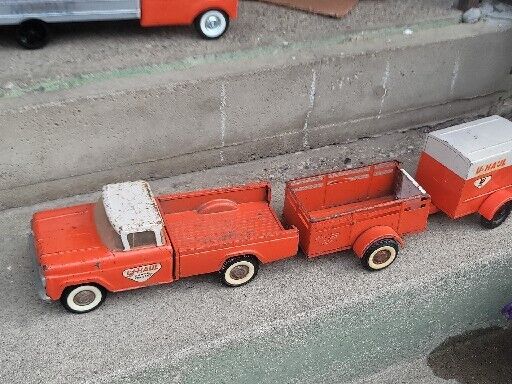 Vintage Nylint U Haul 60 Ford Pickup Truck + Trailers, Pressed Steel 3 Piece Set