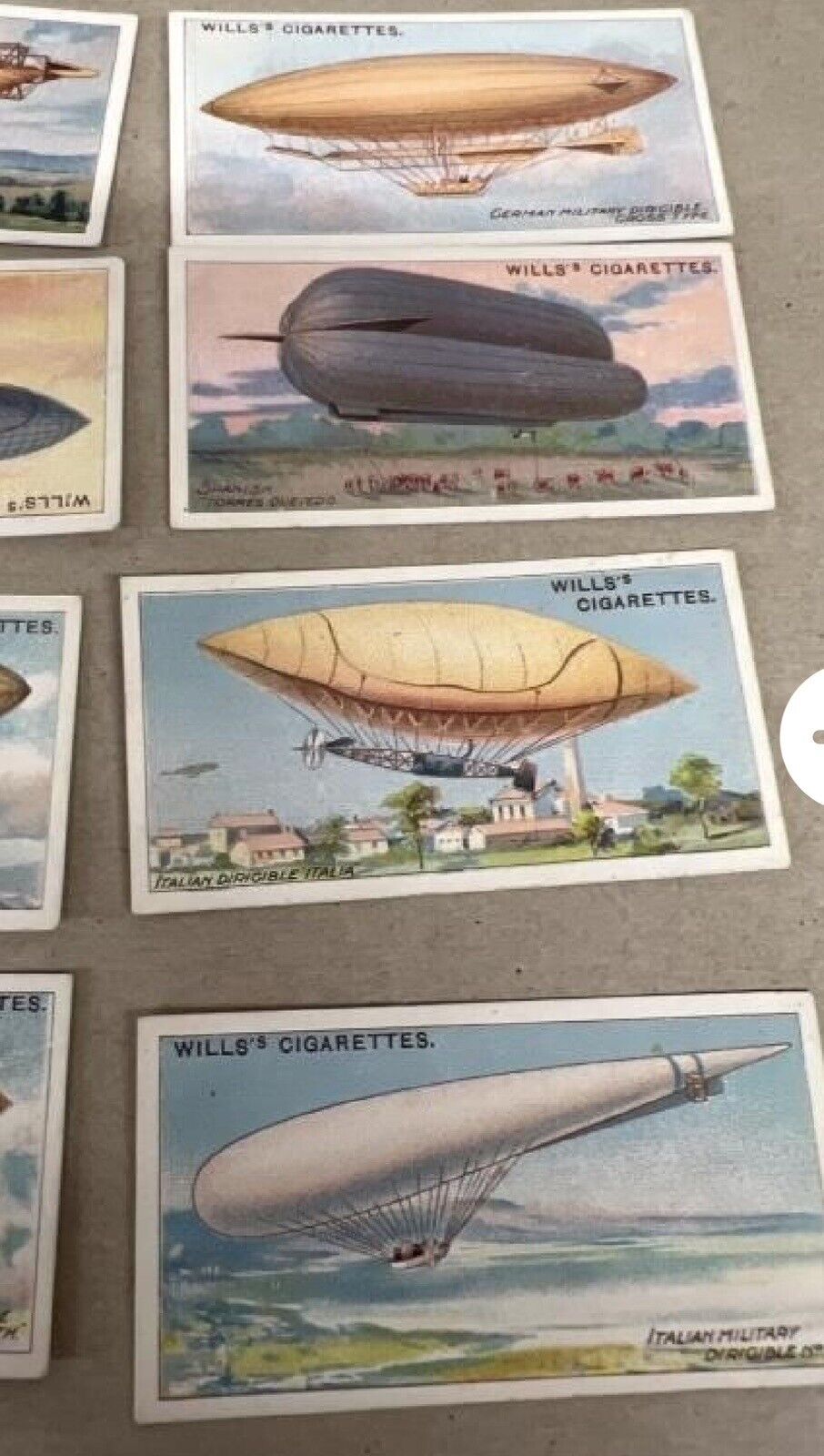 Wills Cigarette cards 1910 Aviation Airship Zeppelin Flying Ship Lot Of 12