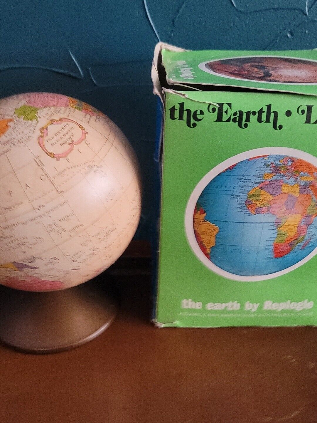 Vintage Replogle THE REVERE 6" World Globe Bank original Box 