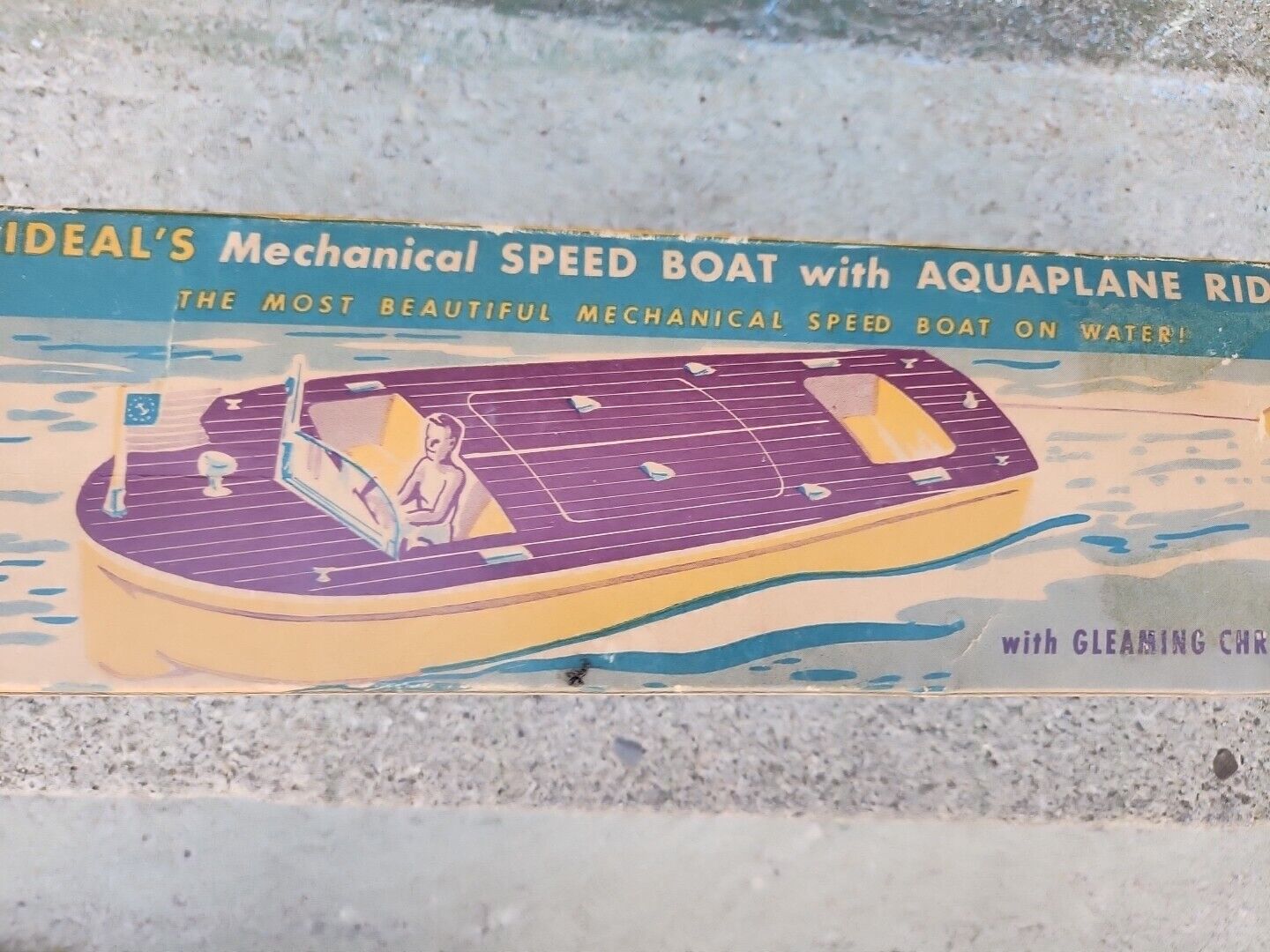 Rare Ideal Speed Boat with Aquaplane Rider Original Box 