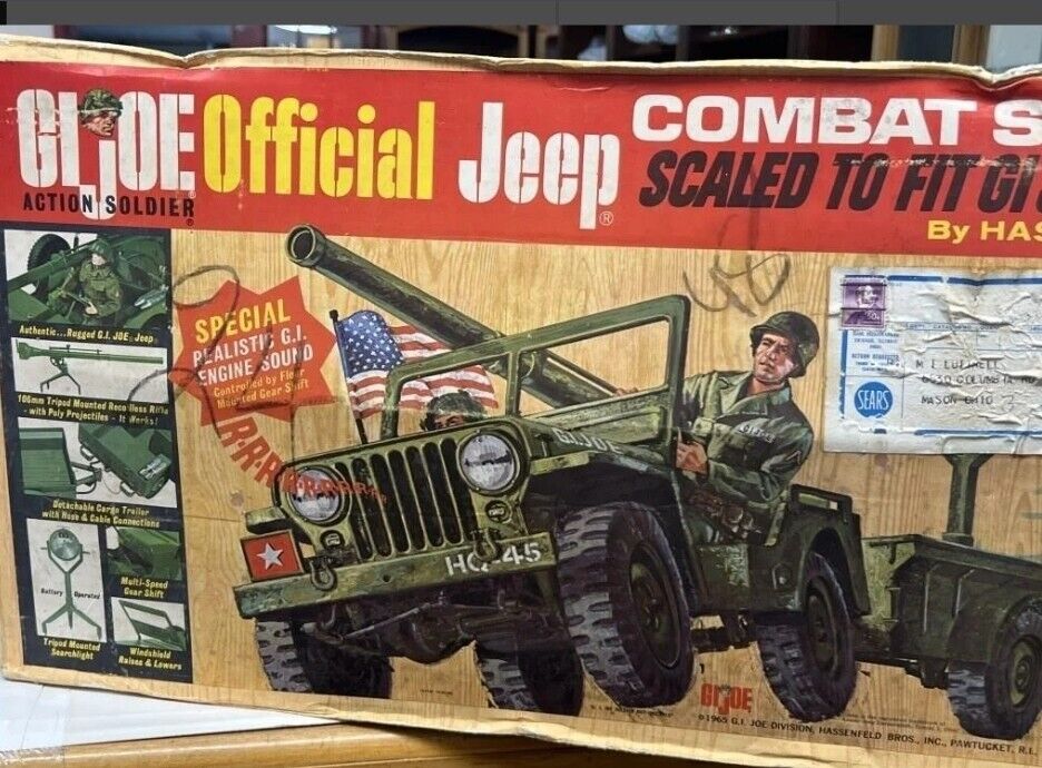 Vintage GI JOE 5 Star Jeep With Original Box Many Parts 1965 1/6 Motor Revving