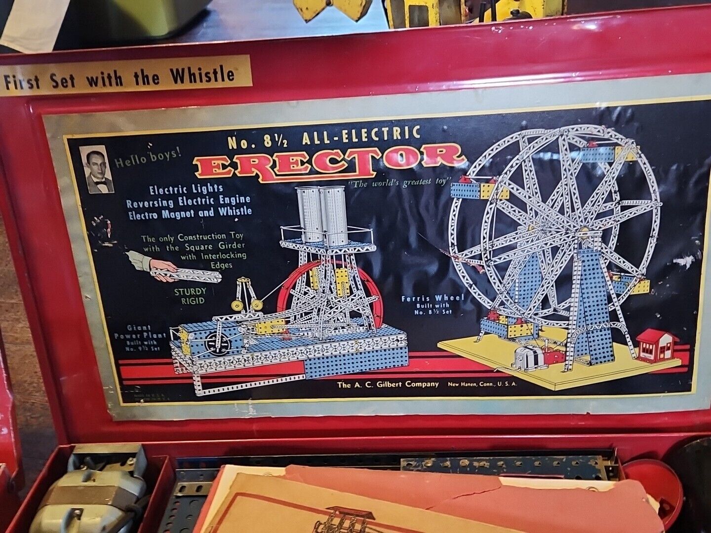 Lot of 2 GILBERT 8 1/2 ALL-ELECTRIC ERECTOR SET VINTAGE Sensational Mack Toys 