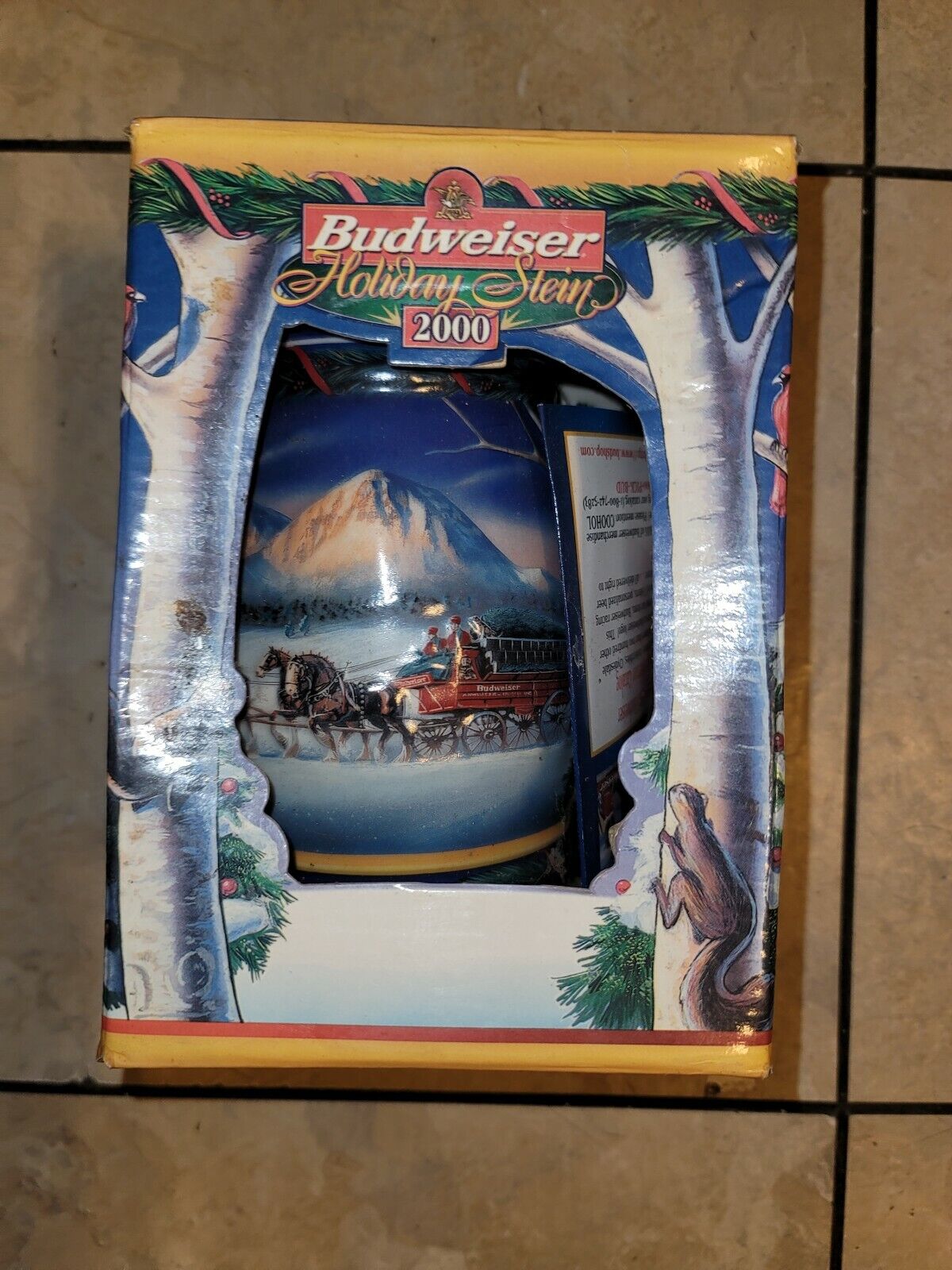 Vintage 2000 Budweiser Stein “Holiday In The Mountains” NEW In Original Box