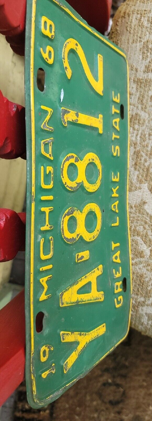 MICHIGAN LICENSE PLATE # YA 8812  1968 Ford Chevy Mopar Car Automotive Barn Find