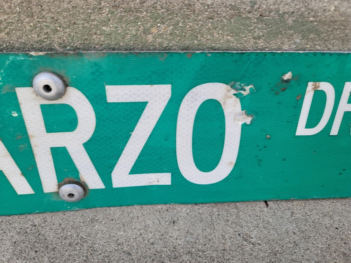 Carparzo Drive Metal Street Sign Green 6" X 24" Vintage Reflective RARE Cave 