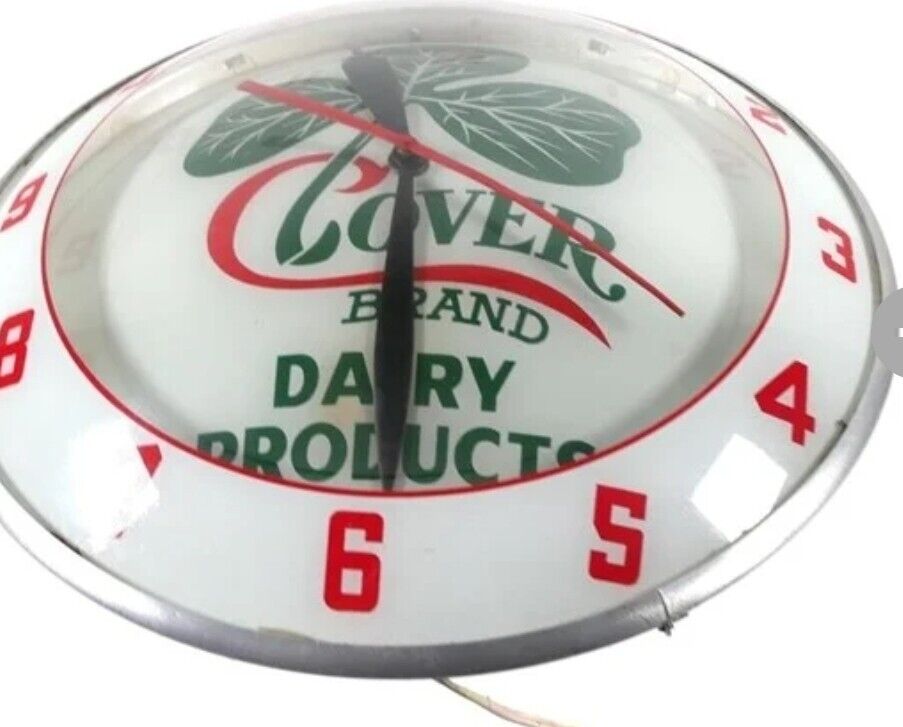 VINTAGE CLOVER BRAND Double ABubble Lighted Clock ADVERTISEMENT 