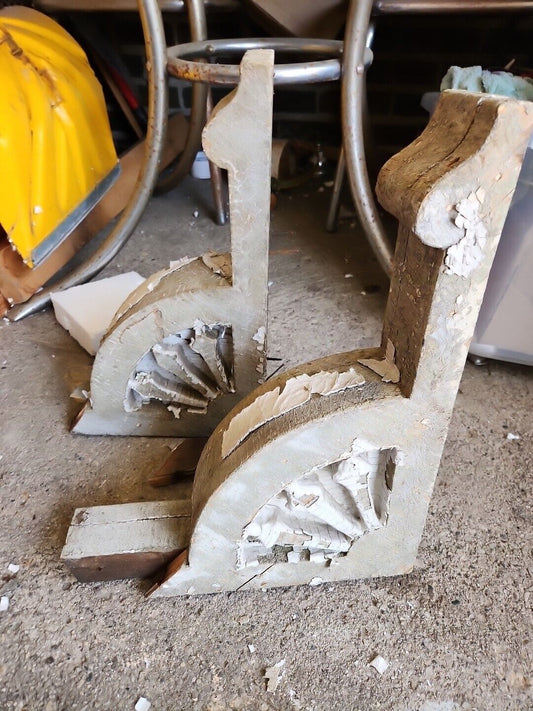 Large Wooden Corbel Architectural Salvage Antique Roof Bracket Vintage 17" x 3"