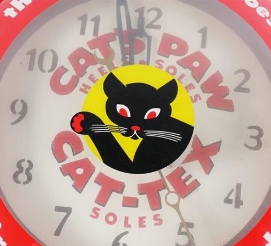 Vintage Cat Tex Cat`s Pam Lighted Advertising Clock 