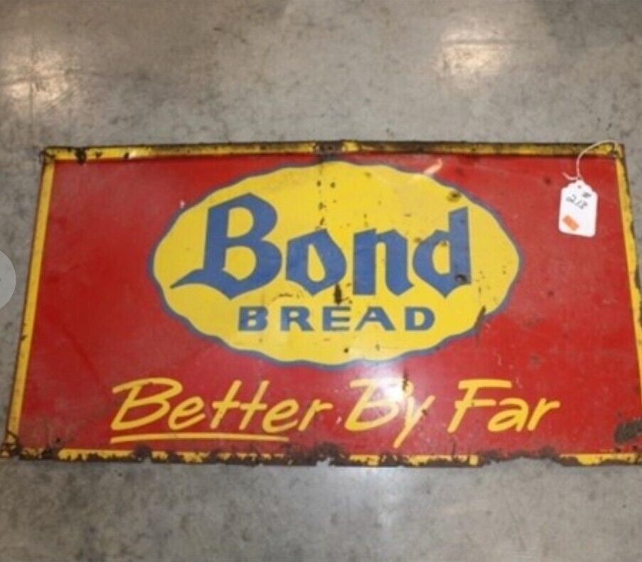 Vintage Fresh Bond Bread Embossed Sign ADVERTISING Farm Barn