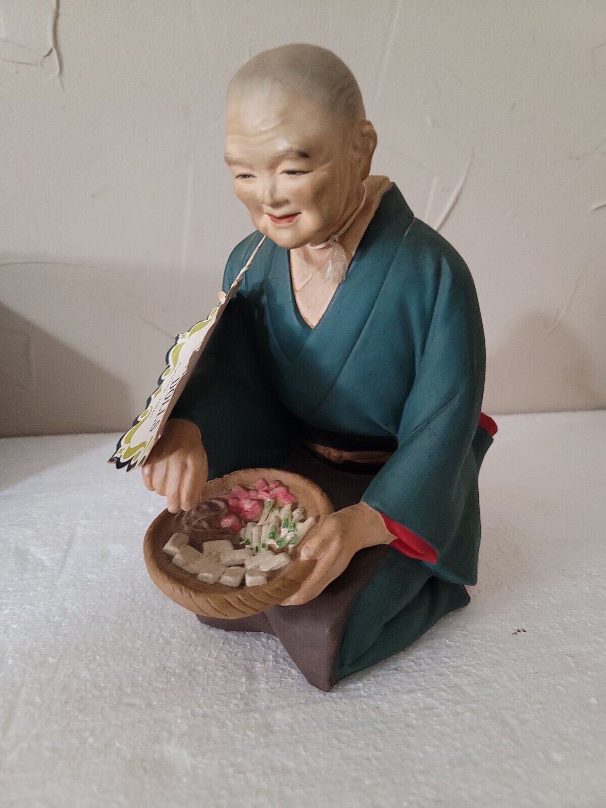 Vintage Japanese Hakata Urasaki Doll Woman Cooking 1950s Samurai 9" H