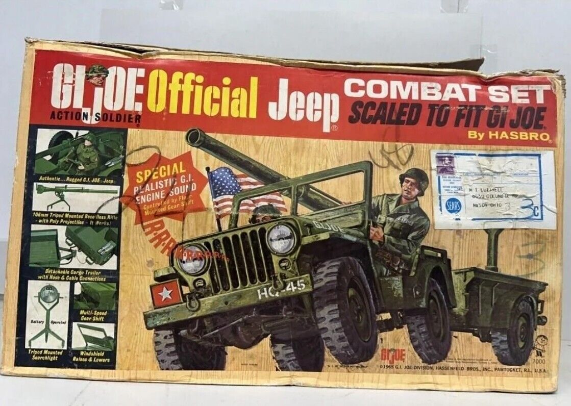 Vintage GI JOE 5 Star Jeep With Original Box Many Parts 1965 1/6 Motor Revving