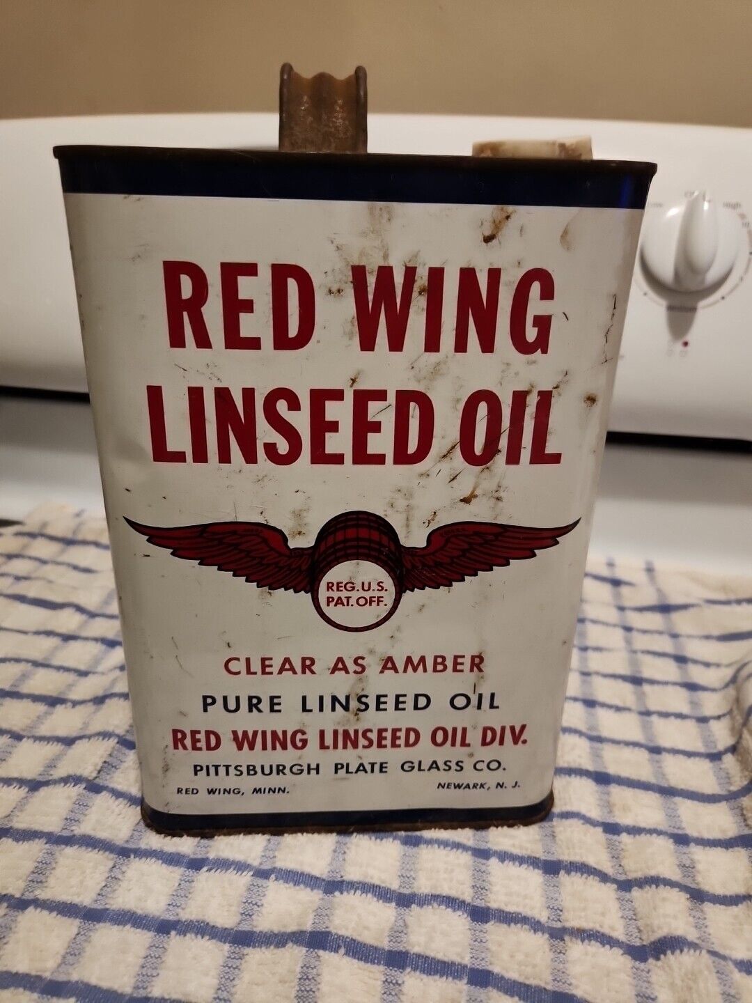 Vintage Red Wing Pure RAW Linseed Oil Metal Gallon Can Man Cave Garage EMPTY 