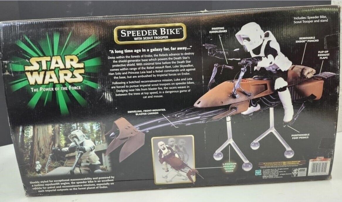 Hasbro Star Wars Power of The Force  Speeder Bike with 12 inch Scout Trooper NEW