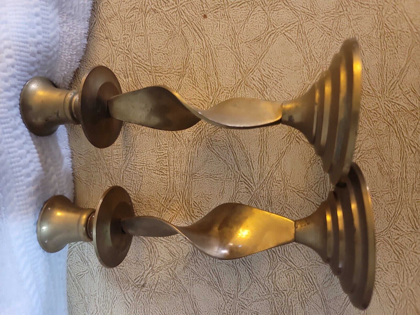 Brass Swirl Twist Candle Holders, India, Cool Collectible Decor MCM