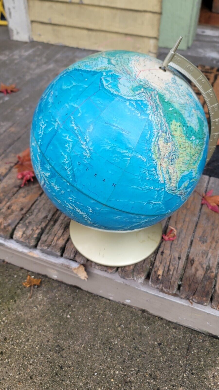 Vintage Replogle Globe Colonial Ocean 12-inch Diameter USA Mcm Deco Stand