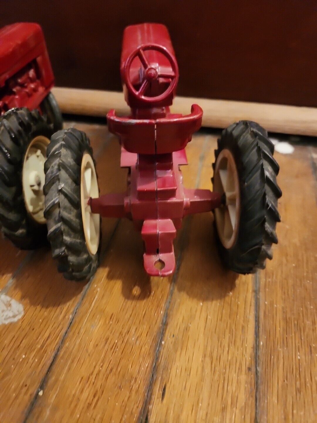 Two Vintage Metal Farm Tractor Toy Die Cast Ertl Co International Harvester Red