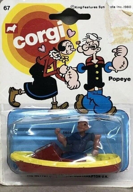 Vintage Corgi Juniors 1980 Popeye in Boat New in package no.67 New