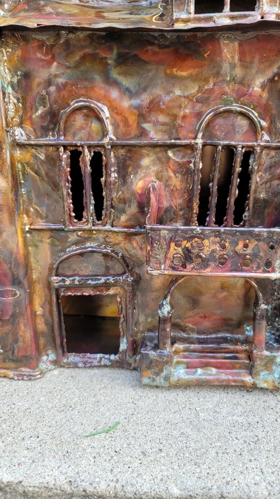 Vintage Copper CITY BUILDING Sculpture Metal Wall Art Hanging Town MCM Magaw Org