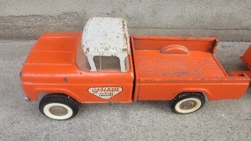 Vintage Nylint U Haul 60 Ford Pickup Truck + Trailers, Pressed Steel 3 Piece Set