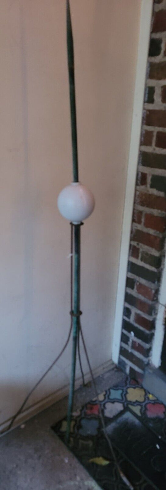 Copper Lightning Rod And White Glass Ball Copper Tip w/Stand 60"